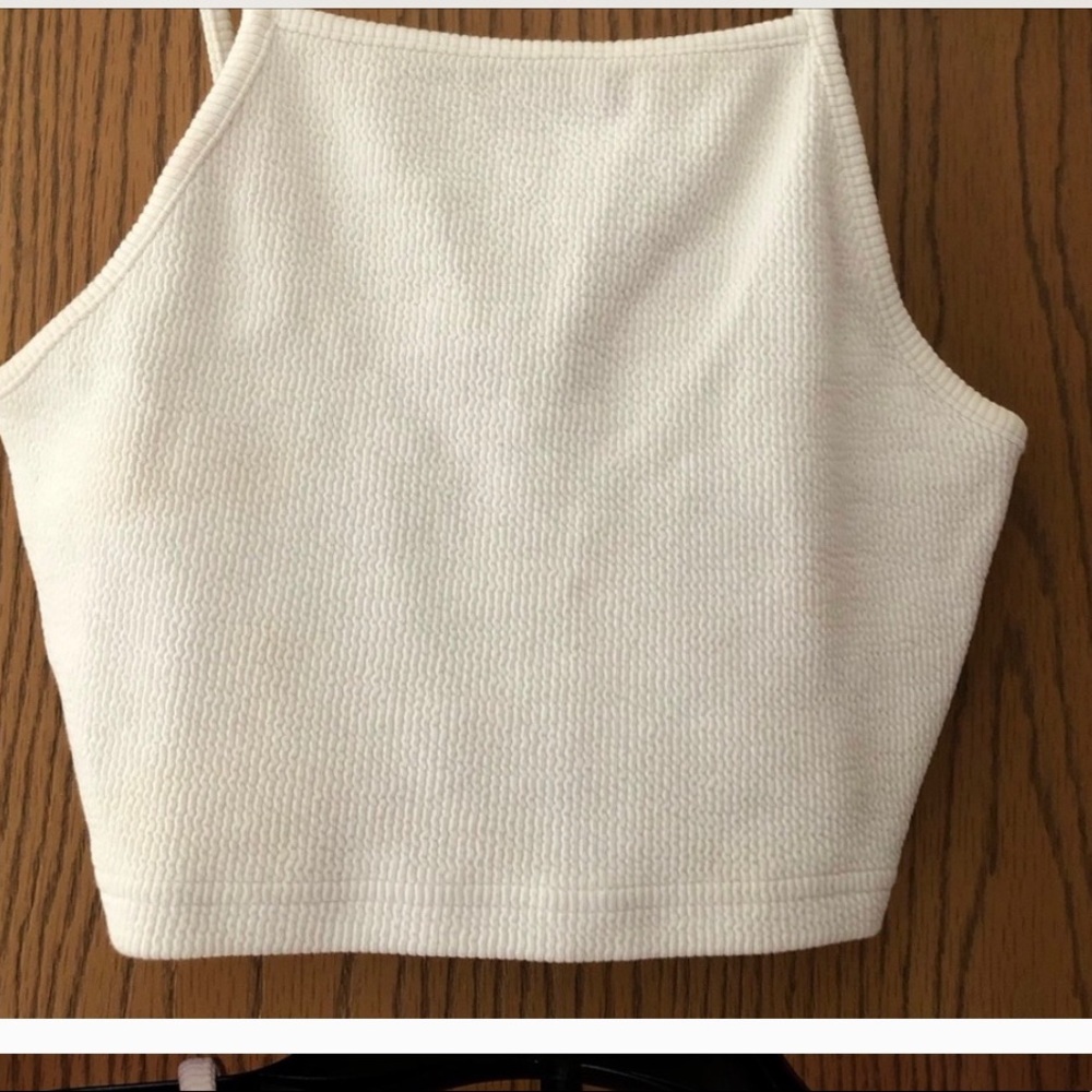 Topshop ribbed White 90s crop tank top size 4